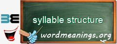 WordMeaning blackboard for syllable structure